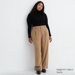 Uniqlo - Wide-Fit Pleated Pants Beige